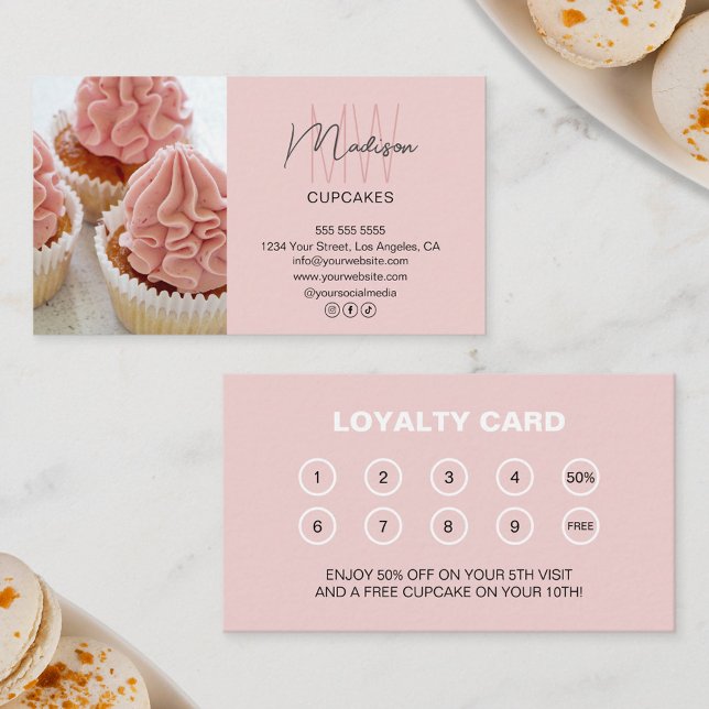 Bageri Monogram Logotyp Affärsbelöning Lojalitetskort (Bakery Monogram Logo Business Reward Loyalty Card)