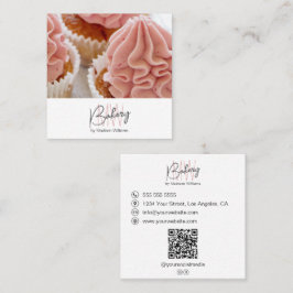 Bageri Monogram Logotyp Foto QR Affär Fyrkantigt Visitkort