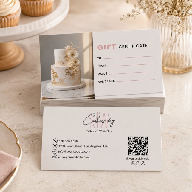 Bageri Monogram Logotyp Presentkort Visitkort (Bakery Monogram Logo Business Gift Certificate)