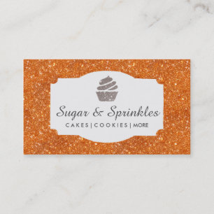Bageri & orange glittervisitkortar för catering visitkort