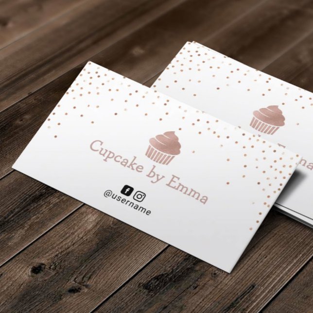 Bageri Ro Guld Cuptårta Modern Confetti Visitkort (Skapare uppladdad)