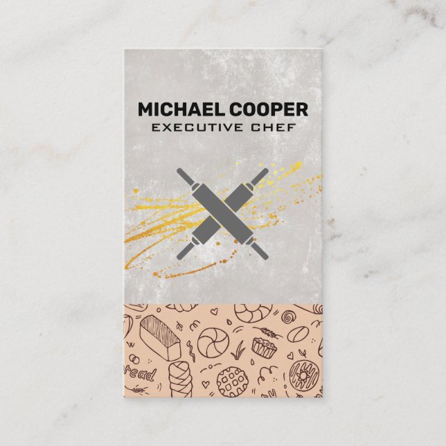 Bageri | Rolling Stift | Blädderillustrationer Visitkort (Framsida)