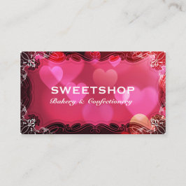 Bageri & rosa hjärtor Businesscard för catering Visitkort