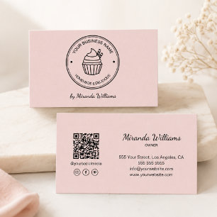 Bageri Rosa Logotyp QR Sociala Medier Visitkort