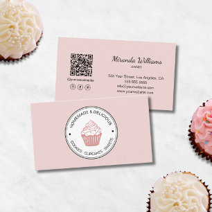 Bageri Skapar din egen Logotyp QR-Rosa Visitkort