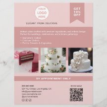 Bageri Tårta Anpassad Logotyp Rosa Företag Flyer