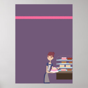 Bagerit/bakelse shoppar 4 tomma affisch/tryck D3 Poster