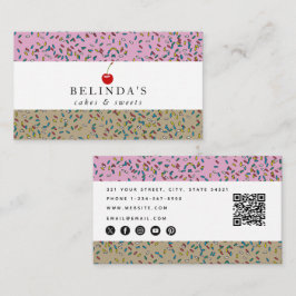 Bagerkakor och sötsaker QR Social-medieikoner med  Visitkort