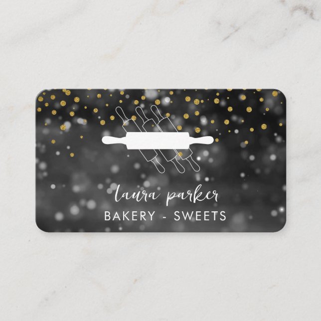 Bagerost Rolling Pin Black White Handmade Visitkort (Framsida)