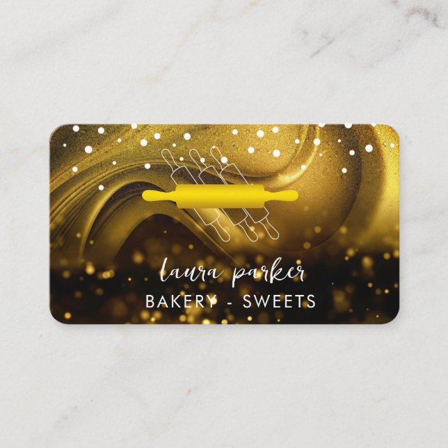 Bagerost Rolling Pin White Guld Handmade made Visitkort (Framsida)