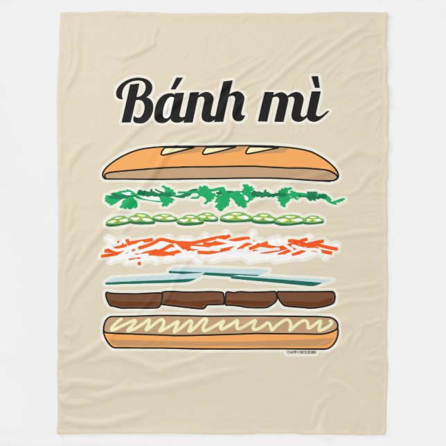 Bagett för Banh Mi vietnamesisk smörgåsfranskbröd Fleecefilt (Framsidan)