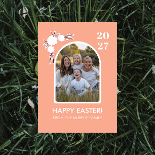 Bågformad blomster påsk familjefoto julkort