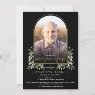 Bågformad fotollustration med grönska Livets firan Inbjudningar