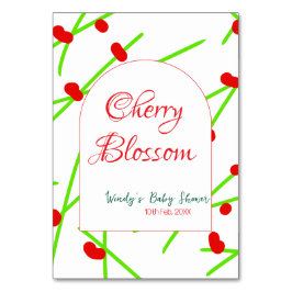 Bågformad körsbärsblomning röd grön baby shower mö bordsnummer