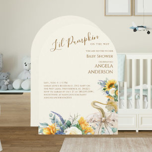 Bågformad Li'l Pumpkin Sunflower Cream Baby Showe Inbjudningar