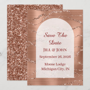 Bågformad Save The Date Bröllop Rose Gold Kort