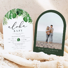 Bågformade tropiska palmlökar Aloha Baby Shower Inbjudningar
