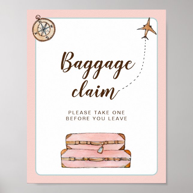Baggage Claim-tecken Resa tema Bröllopsdusch Poster (Framsidan)