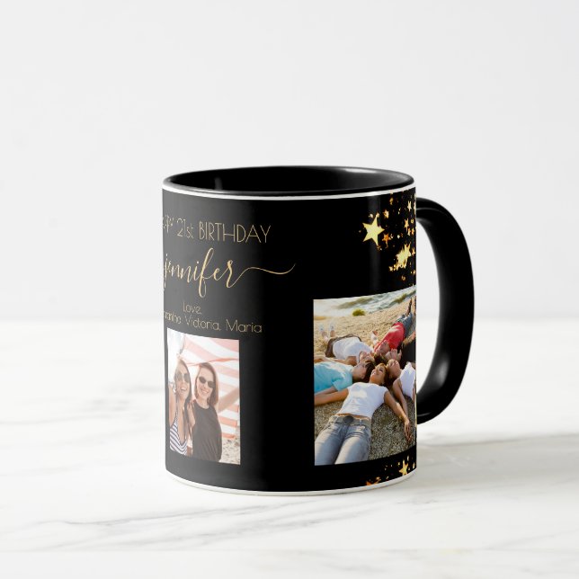Bägge bästa bildvänner svarta guld-stjärnor mugg (Framsida höger)