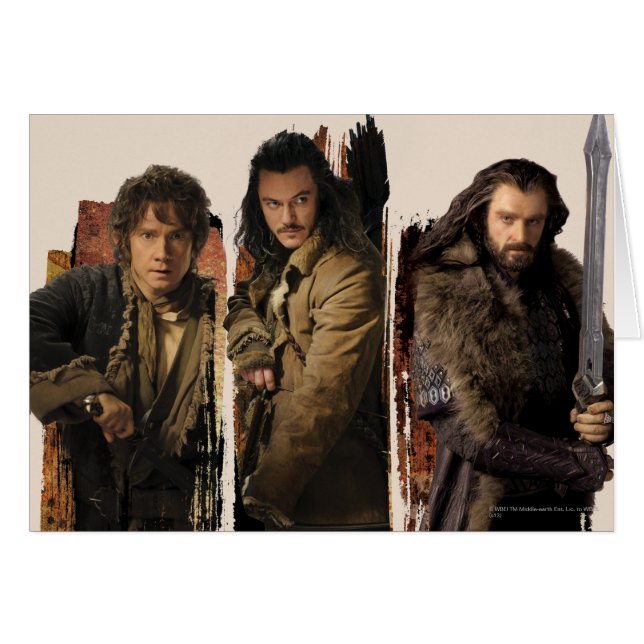 BAGGINS™, BARD THE BOWMAN™ OCH THORIN OAKENSHIELD™ HÄLSNINGSKORT (Framsidan Horizontal)