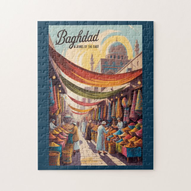 Baghdad Irak Illustration Resa Konst Vintage Pussel (Vertikal)