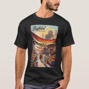 Baghdad Irak Illustration Resa Konst Vintage T Shirt
