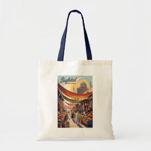 Baghdad Irak Illustration Resa Konst Vintage Tygkasse