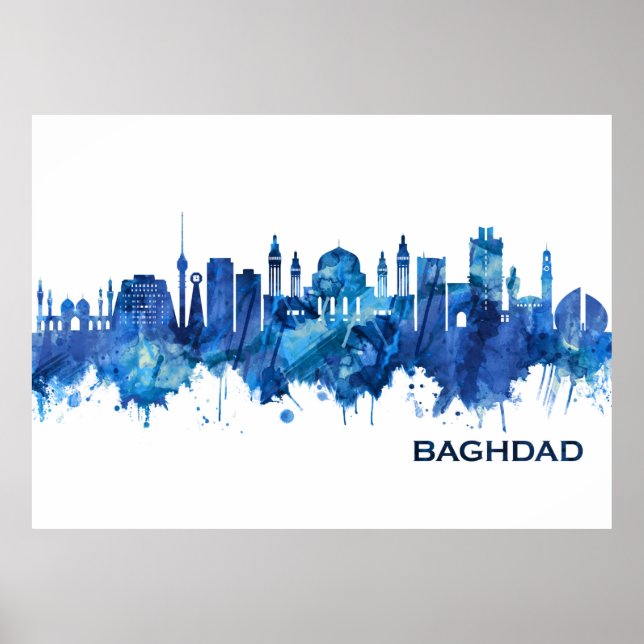Baghdad Irak Skyline Blue Poster (Framsidan)