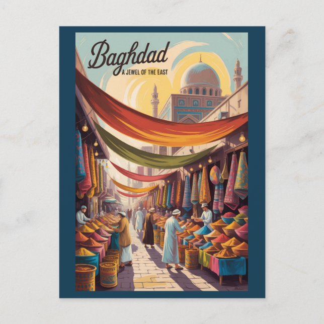 Baghdad Iraq Illustration Travel Art Vintage Vykort (Framsida)