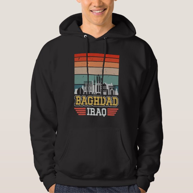 Baghdad Iraq Retro Vintage Sunset Skyline Baghdad Hoodie (Framsida)