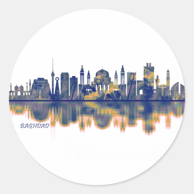 Baghdad Skyline Runt Klistermärke (Framsida)