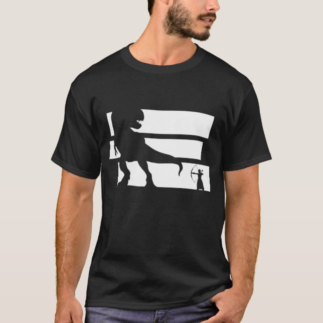 Bågjakt Dinosaurier Fantasy Bågskytte T Shirt (Framsida)