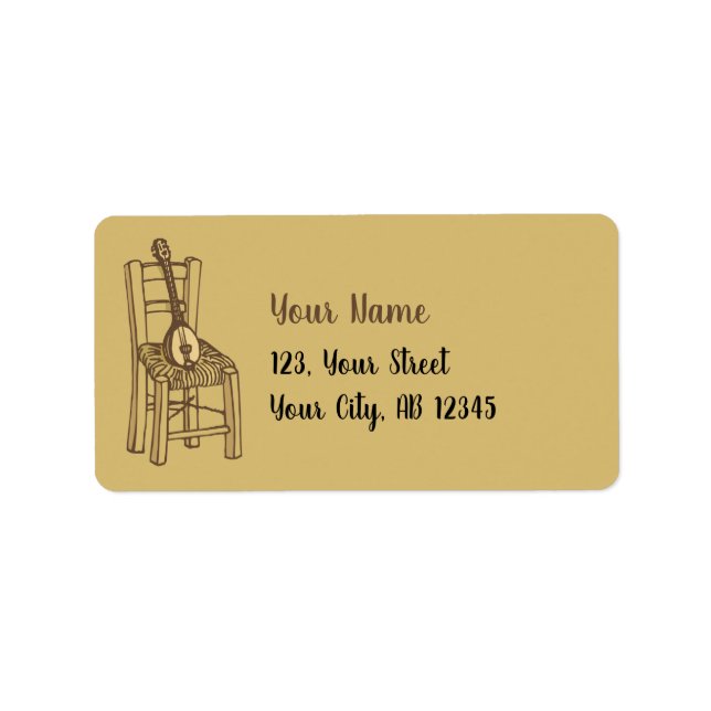 Baglama på stol adressetikett (Framsidan)