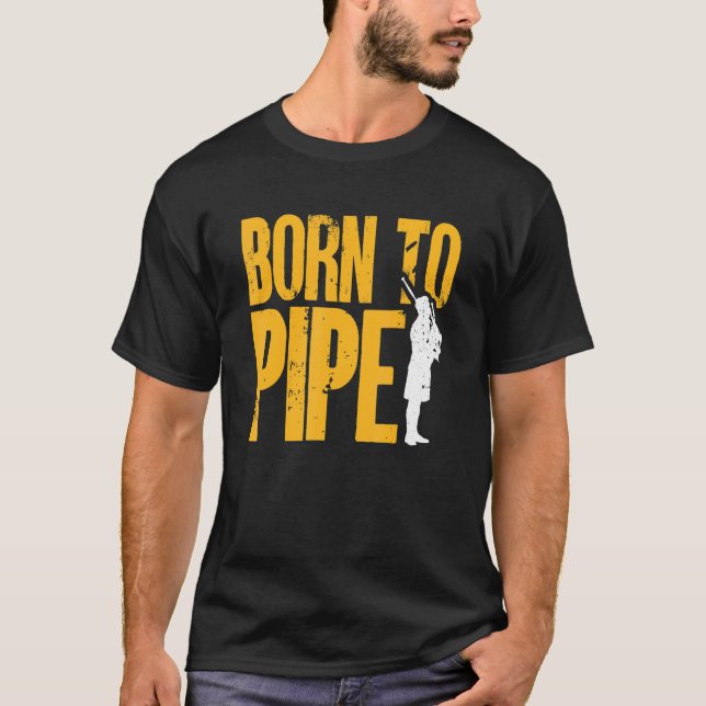 Bagpipe Bagpiper Born till pipe 1 T Shirt (Framsida)