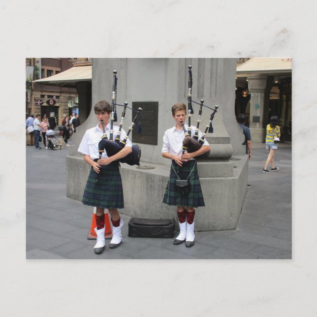 Bagpipe Buskers vid QVB-vykort Vykort (Framsida)