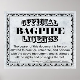Bagpipe Licence Poster