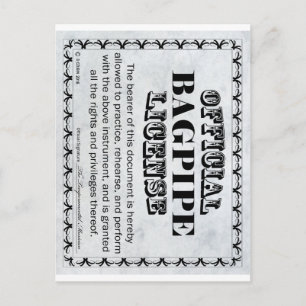 Bagpipe Licence Vykort