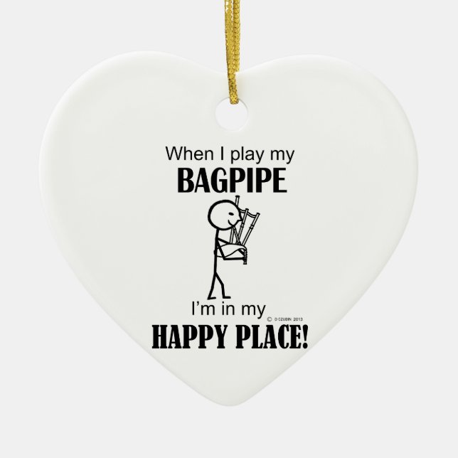 Bagpipe Lycklig Ställe Julgransprydnad Keramik (Framsidan)