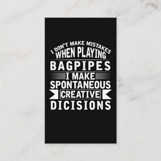 Bagpipe Mistakes Musical Instrument Loud Bagpiper Visitkort (Framsida)