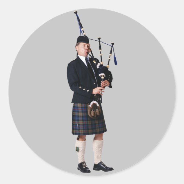 Bagpipe Musician Runt Klistermärke (Framsida)