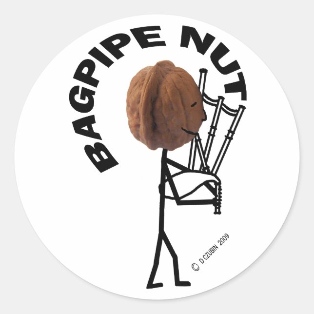Bagpipe Nöt Runt Klistermärke (Framsida)