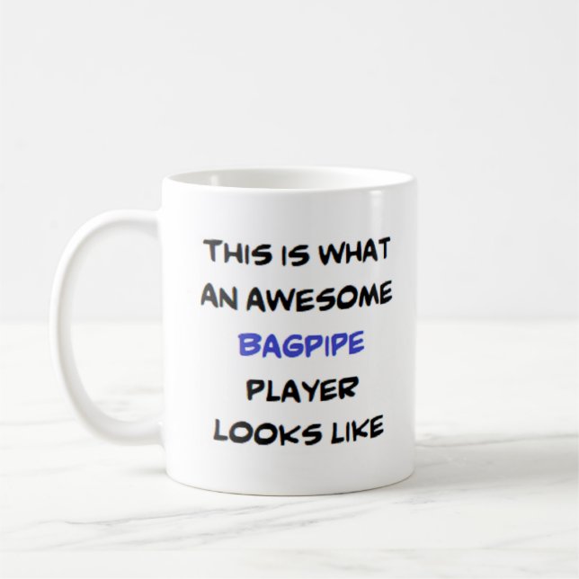 bagpipe player, fantastisk kaffemugg (Vänster)