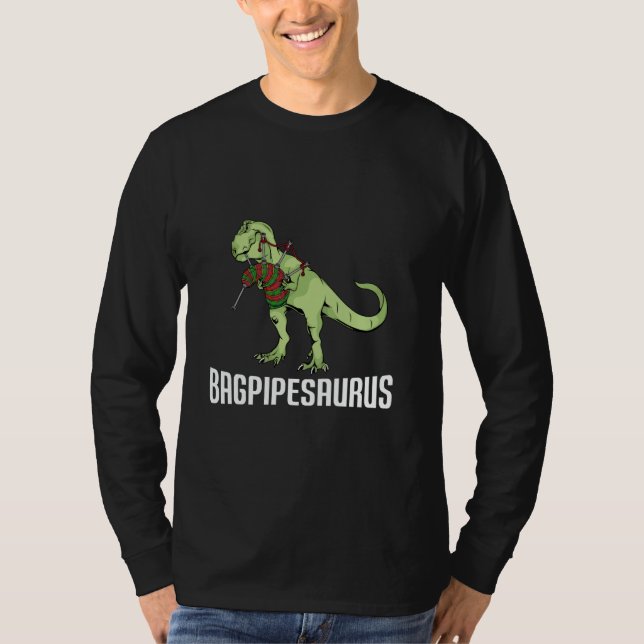 Bagpipe Player Gift Kids Dinosaur Älskare Bagpipes T Shirt (Framsida)