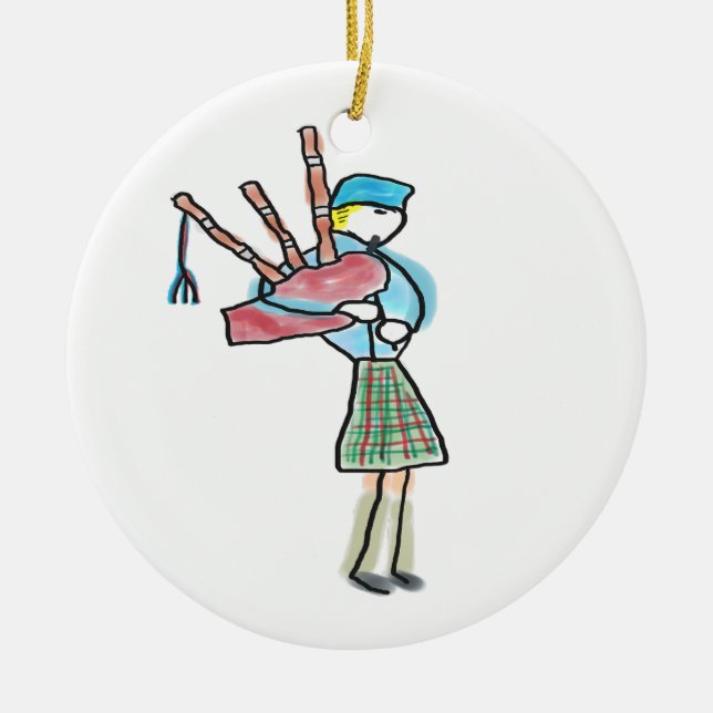 Bagpipe Playing Julgransprydnad Keramik (Framsidan)