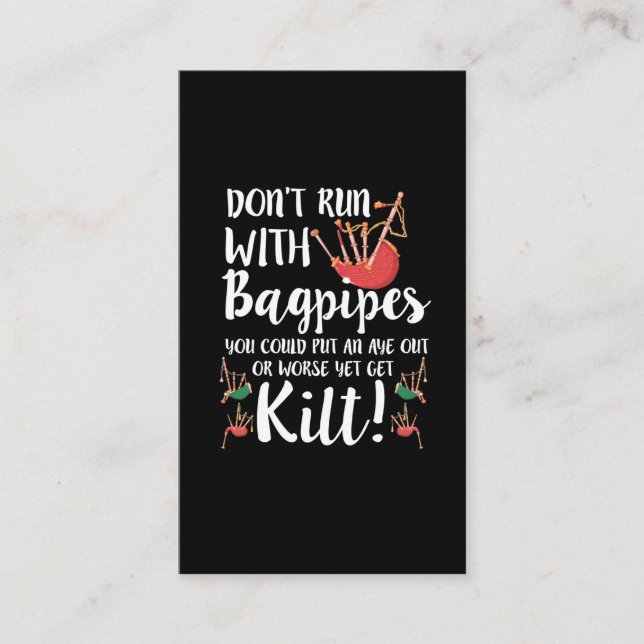 Bagpipe Quote Kilt Music Scotland Bagpiping Humor Visitkort (Framsida)