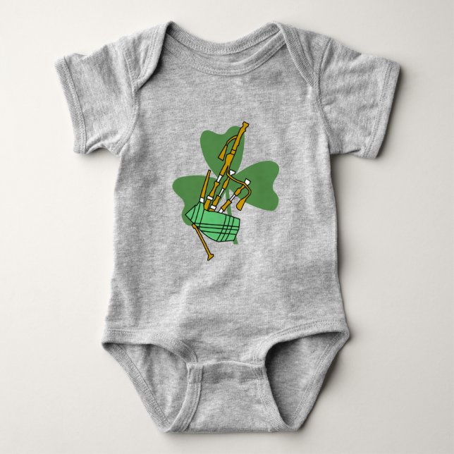 Bagpipe Shamrock T Shirt (Framsida)