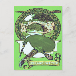 Bagpipe Shillelagh Shamrock Stone Bridge Vykort