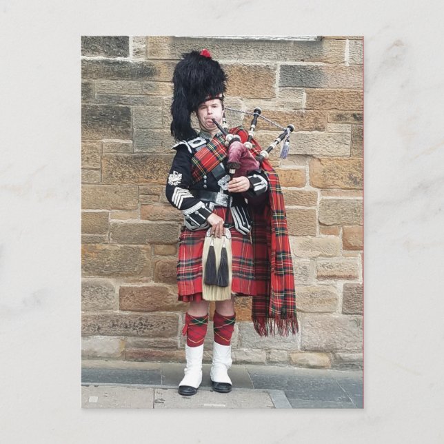 Bagpiper från Edinburgh, Skottland Vykort (Framsida)
