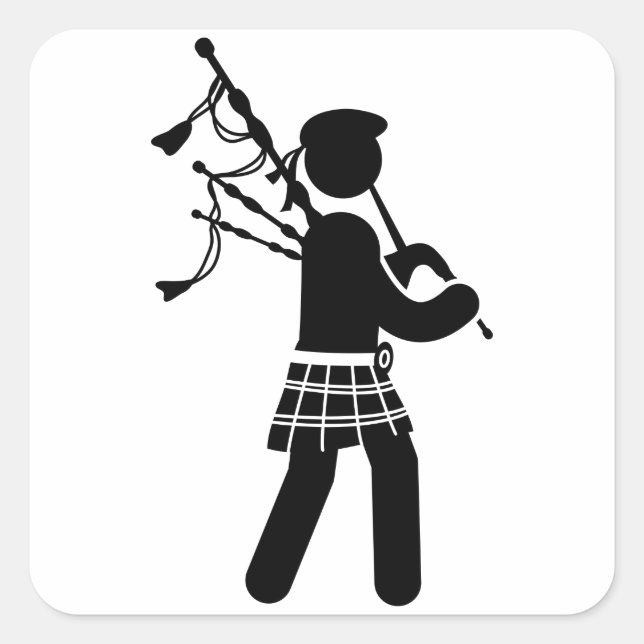 Bagpiper Fyrkantigt Klistermärke (Framsida)