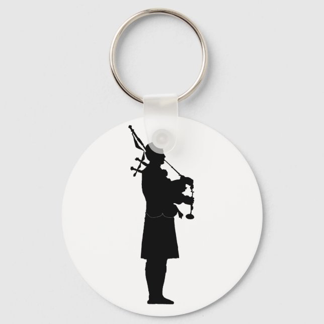 Bagpiper Silhouette Nyckelring (Framsida)